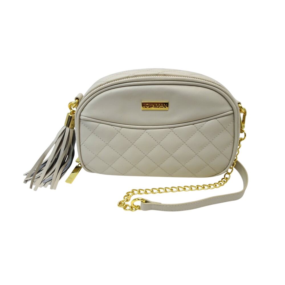 Joy & Iman Beige Quilted Leather Crossbody Bag โ NWOT